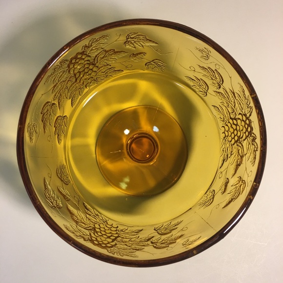 Vintage Indiana Glass Amber Pedestal Bowl - Picture 9 of 12